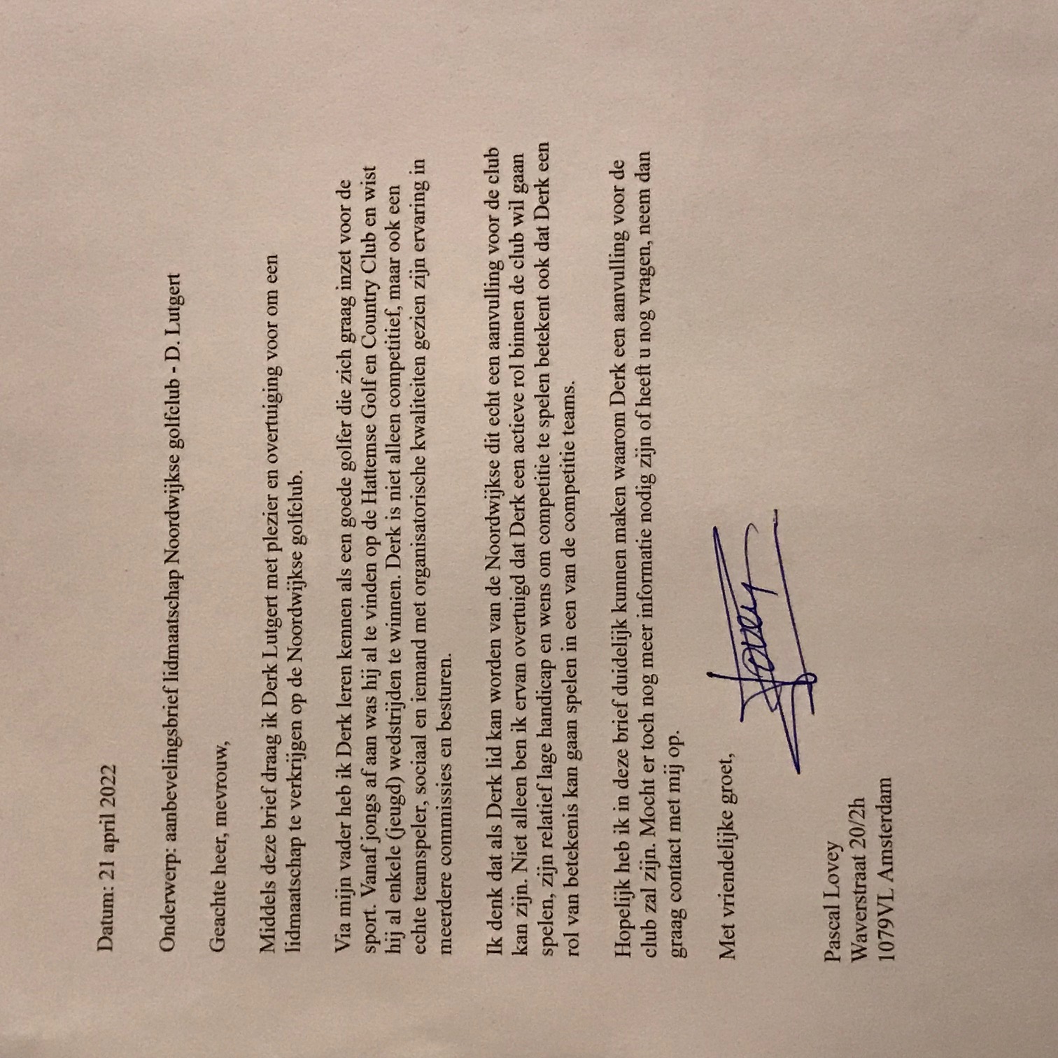 Brief van uw ondersteuner 2 mét handtekening